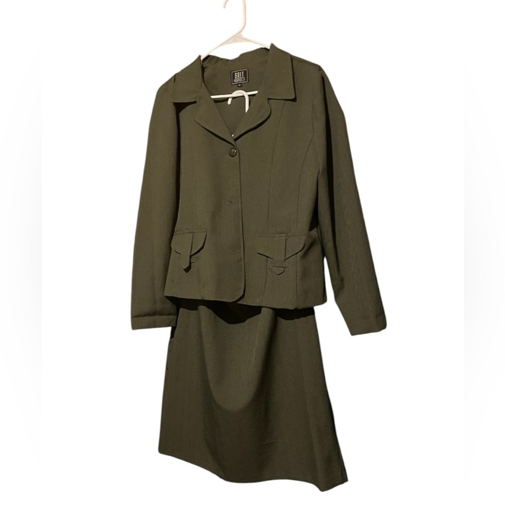 Suitsupply Olive Green Women's Jacket & Skirt Set